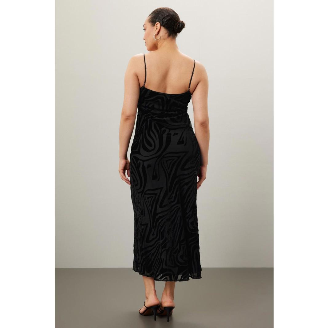 Ronny Kobo X Rtr Black Burnout Slip Dress Size 4 (Fabric Tear)